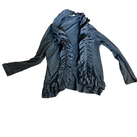 CATO - Women's Gray Ruffled Open-Front Cardigan ... - Picture 6 of 13